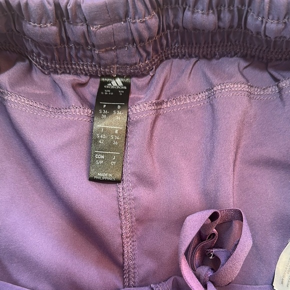 Adidas Running Purple and White Athletic Shorts with Elastic Waistband - Picture 4 of 6